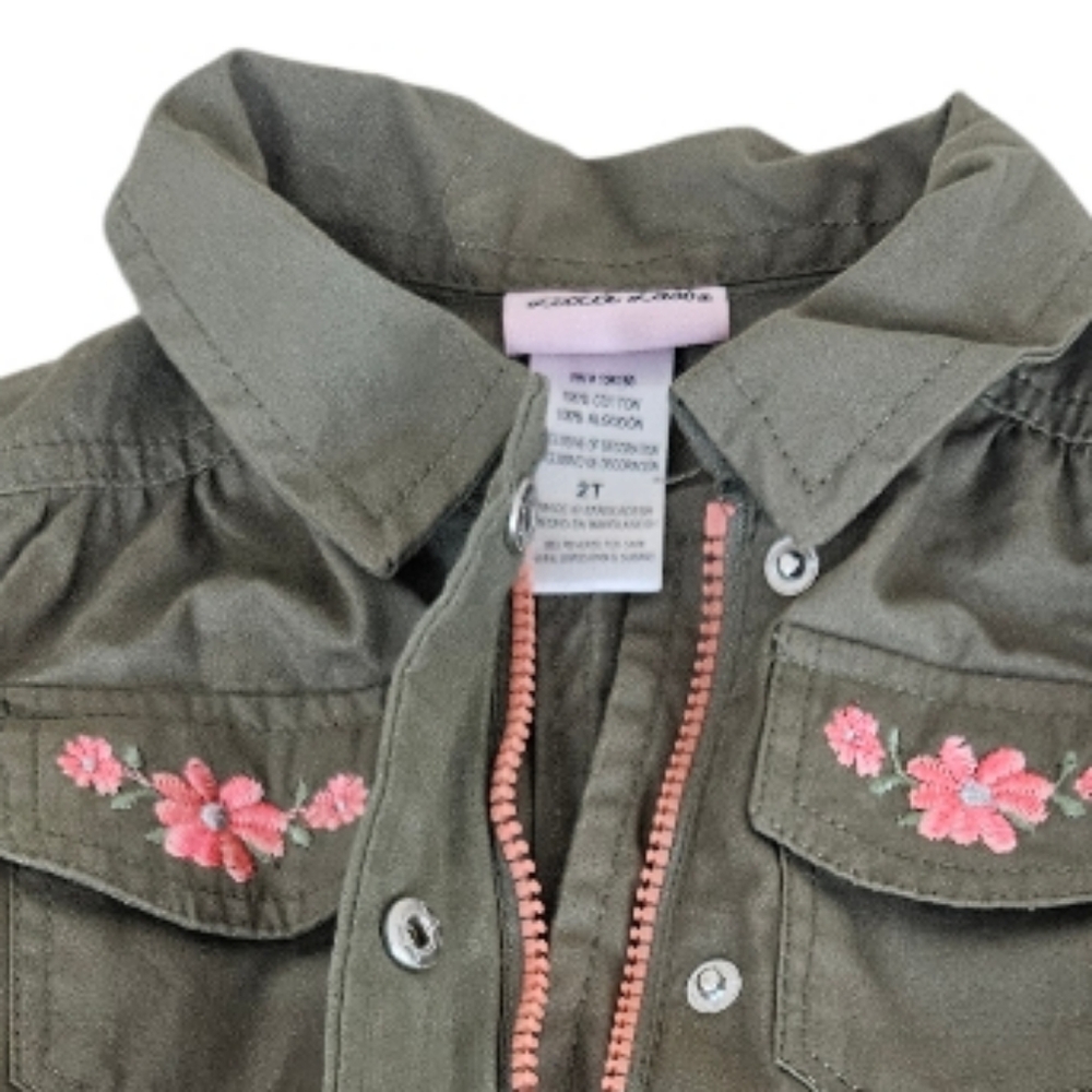 NWT Little Lass Olive Jacket with Coral Accents Girls 2T - Picture 4 of 4